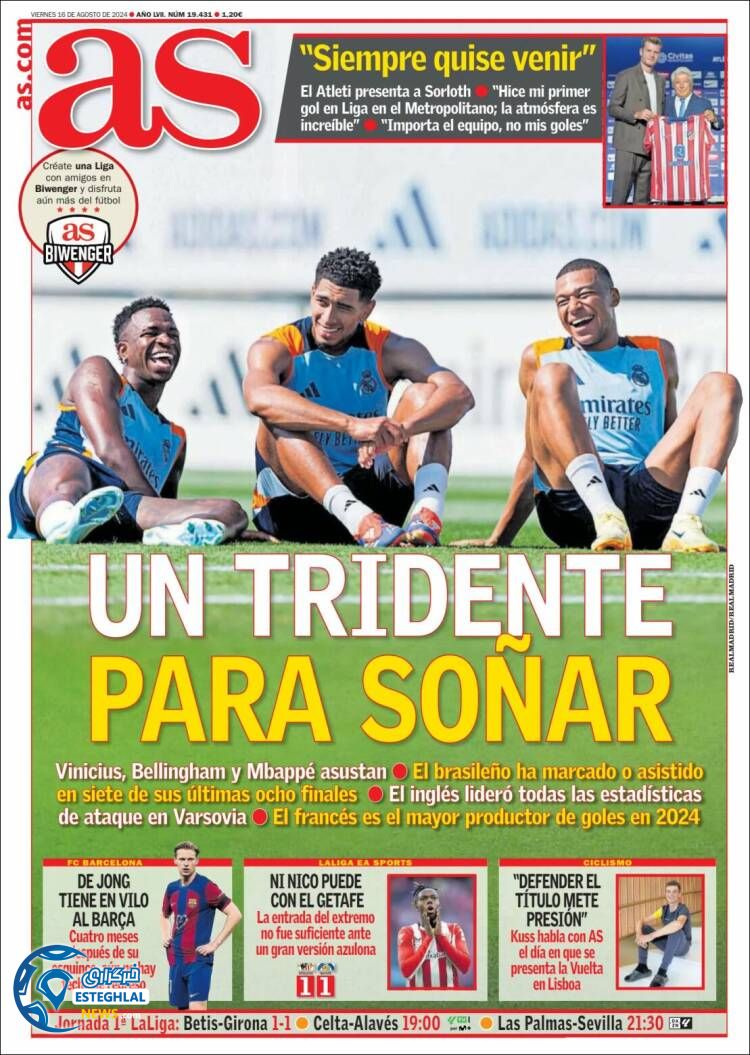 روزنامه  ورزشی آ اس جمعه 26 مرداد 1403 