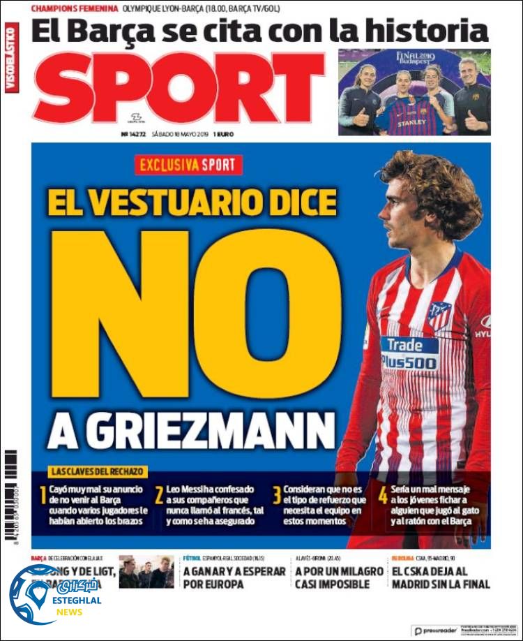 روزنامه ورزشی اسپورت شنبه 28 اردیبهشت 1398