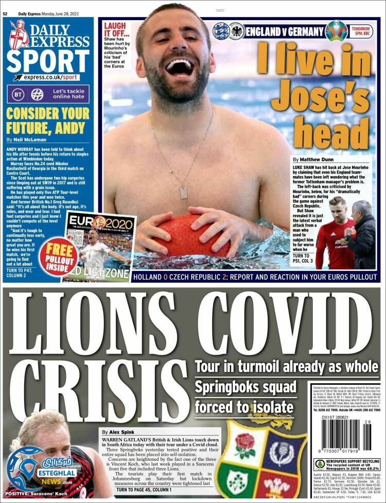 روزنامه ورزشی اکسپرس اسپورت دوشنبه 7 تیر 1400