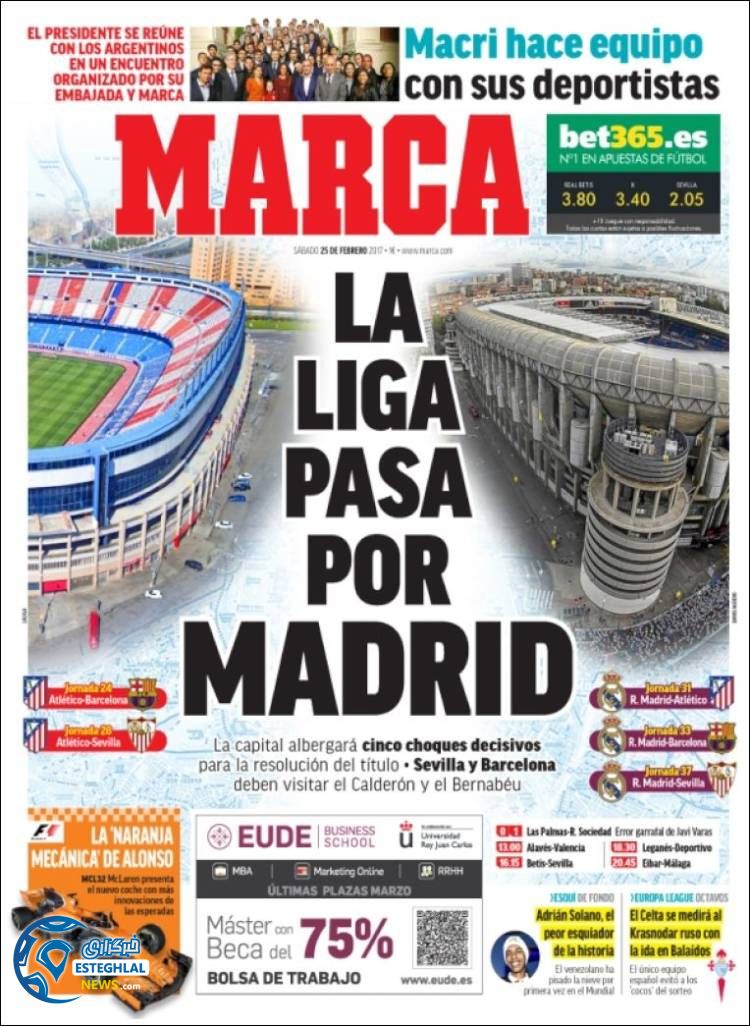 روزنامه های ورزشی جهان 7 اسفند