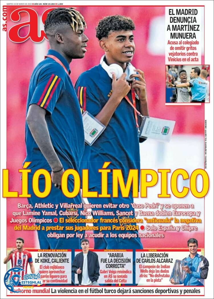 روزنامه  ورزشی آ اس سه شنبه 29 اسفند 1402 