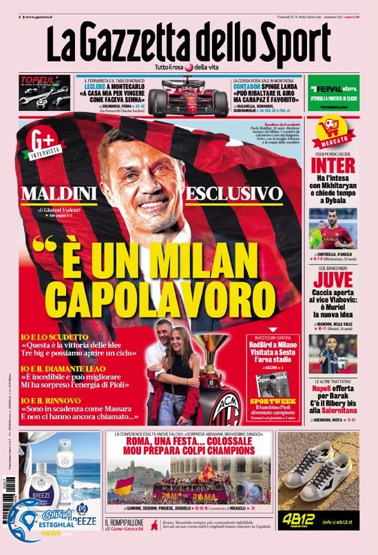 روزنامه ورزشی گاتزتا دلو اسپورت جمعه 6 خرداد 1401