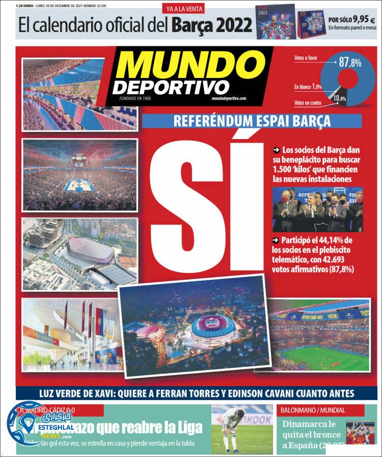 روزنامه ورزشی موندو دپورتیوو دوشنبه 29 آذر 1400