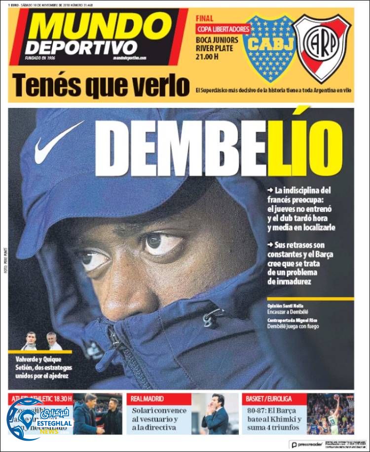 روزنامه ورزشی موندو دپورتیوو شنبه 19 آبان 1397