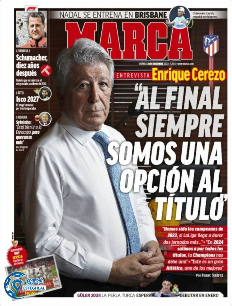 روزنامه ورزشی مارکا جمعه 8 دی 1402 