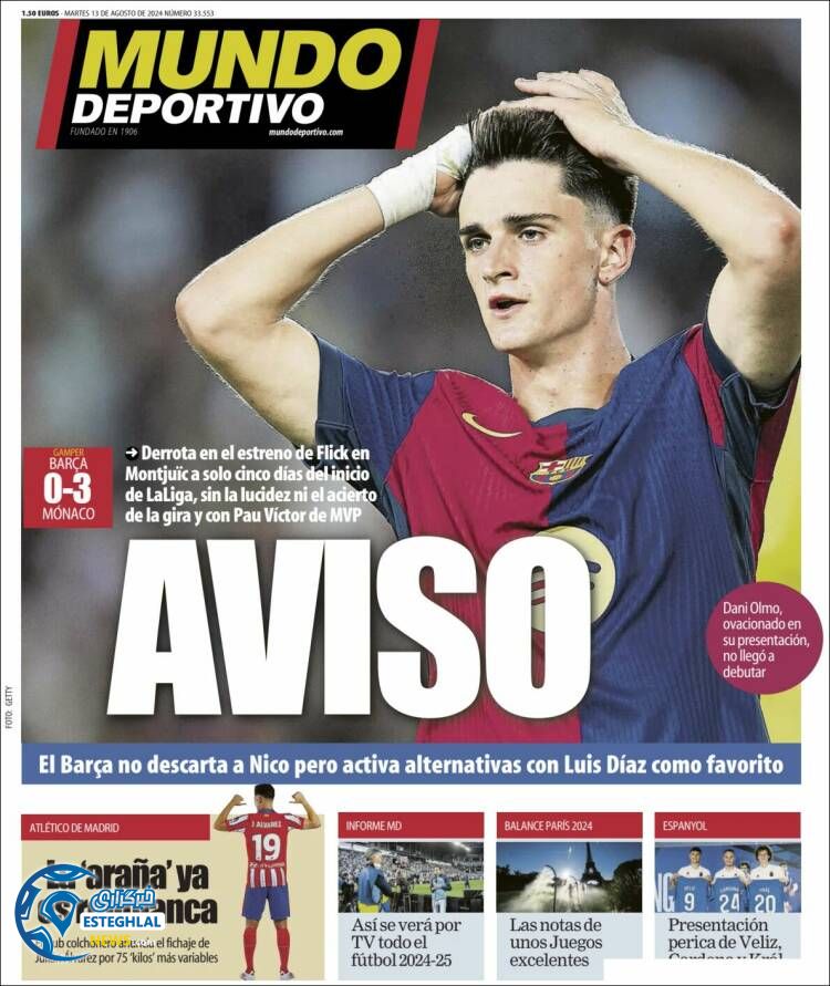 روزنامه ورزشی موندو دپورتیوو سه شنبه 23 مرداد 1403 