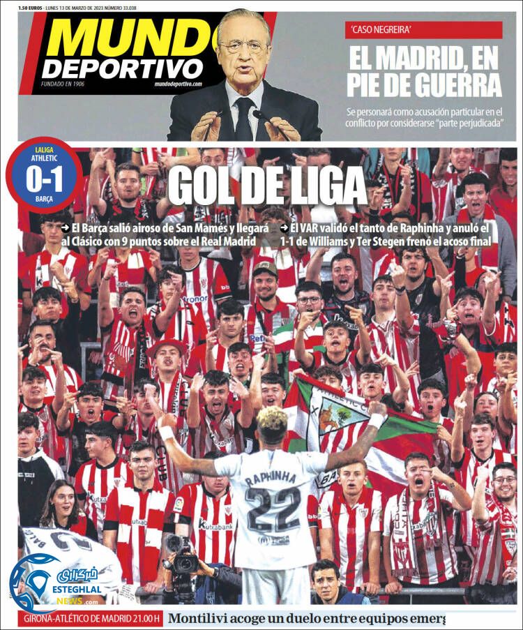 روزنامه ورزشی موندو دپورتیوو دوشنبه 22 اسفند 1401 