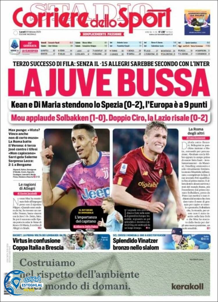 روزنامه ورزشی کوریره دلو اسپورت دوشنبه 1 اسفند 1401 