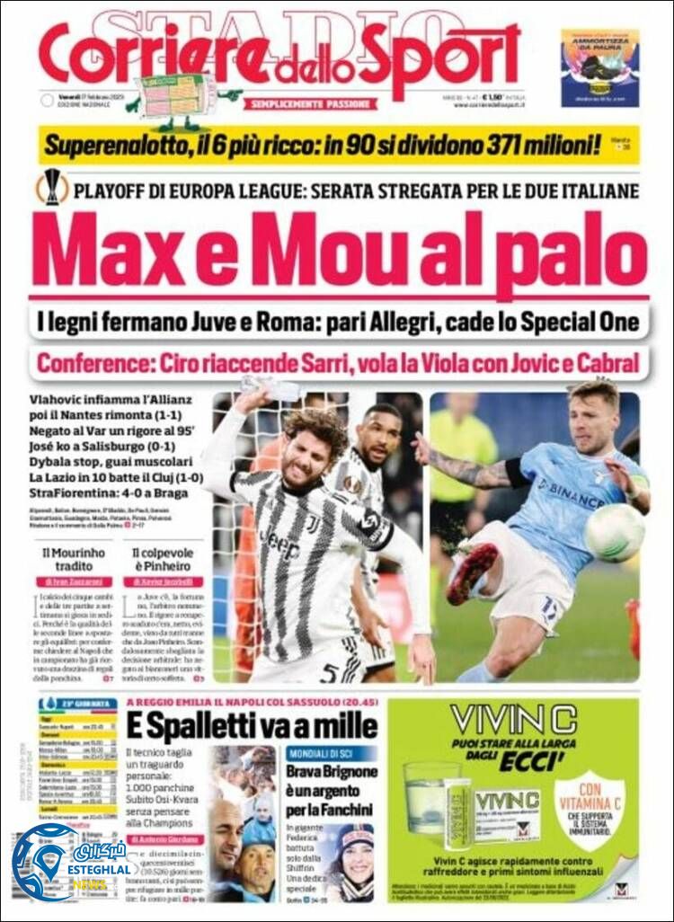 روزنامه ورزشی کوریره دلو اسپورت جمعه 28 بهمن 1401 