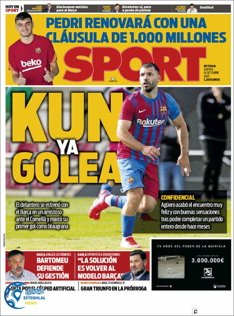 روزنامه ورزشی اسپورت پنجشنبه 22 مهر 1400