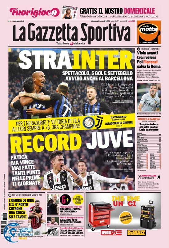 روزنامه ورزشی گاتزتا دلو اسپورت یکشنبه 13 آبان 1397