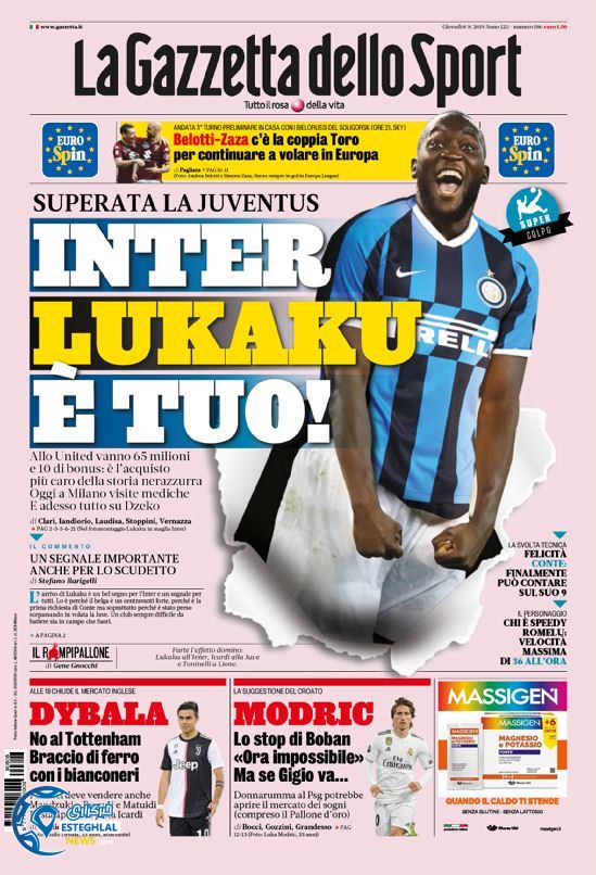 روزنامه ورزشی گاتزتا دلو اسپورت پنجشنبه 17 مرداد 1398