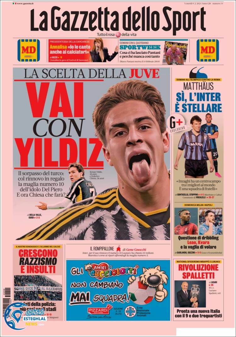 روزنامه ورزشی گاتزتا دلو  اسپورت جمعه 20 بهمن 1402 