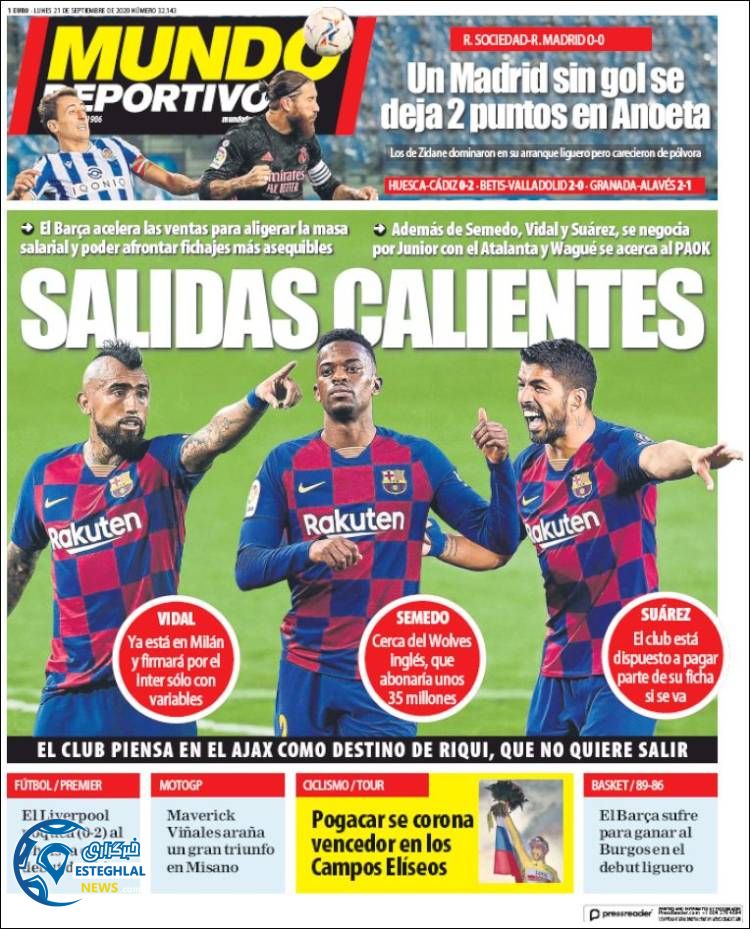 روزنامه ورزشی موندو دپورتیوو دوشنبه 31 شهریور 1399