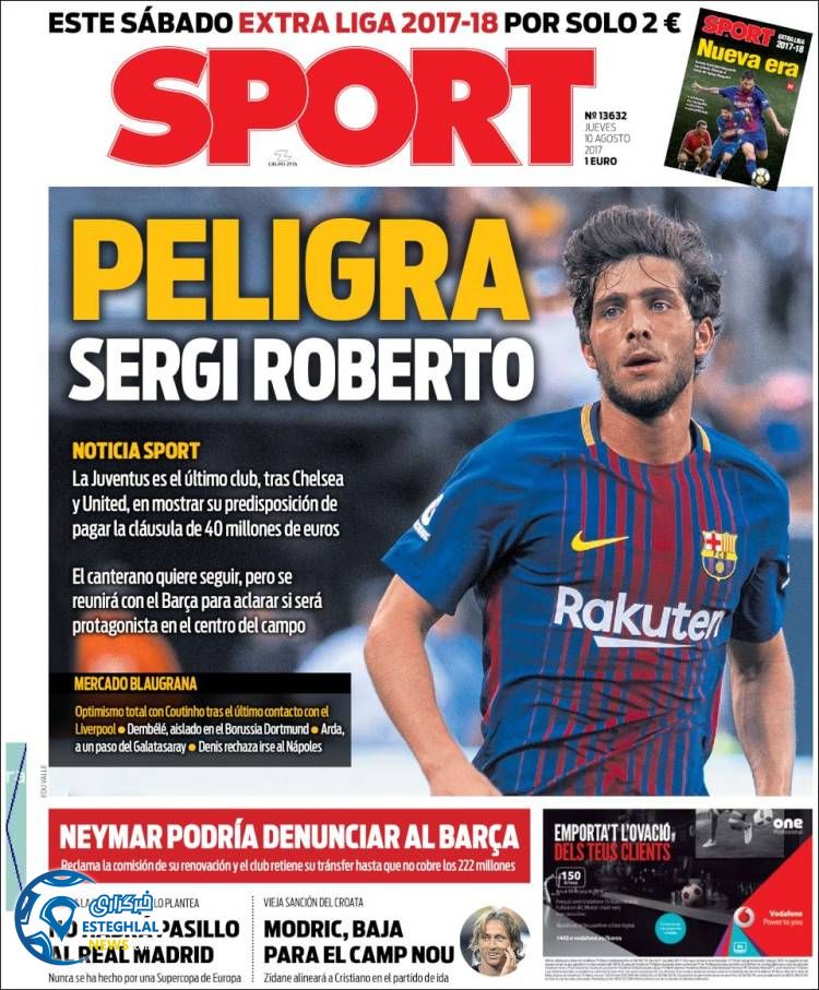 روزنامه اسپورت 19 مرداد 1396