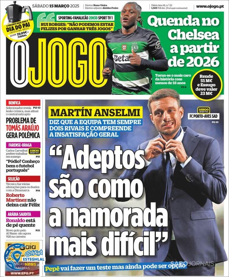 روزنامه  ورزشی  اوجوگو شنبه 25 اسفند 1403