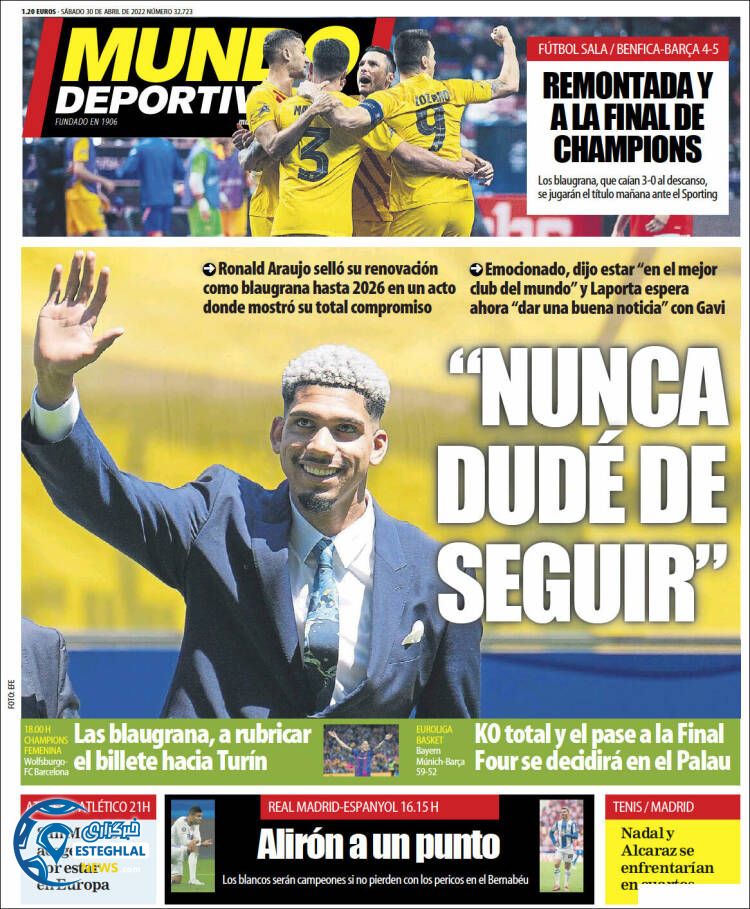 روزنامه ورزشی موندو دپورتیوو شنبه 10 اردیبهشت 1401