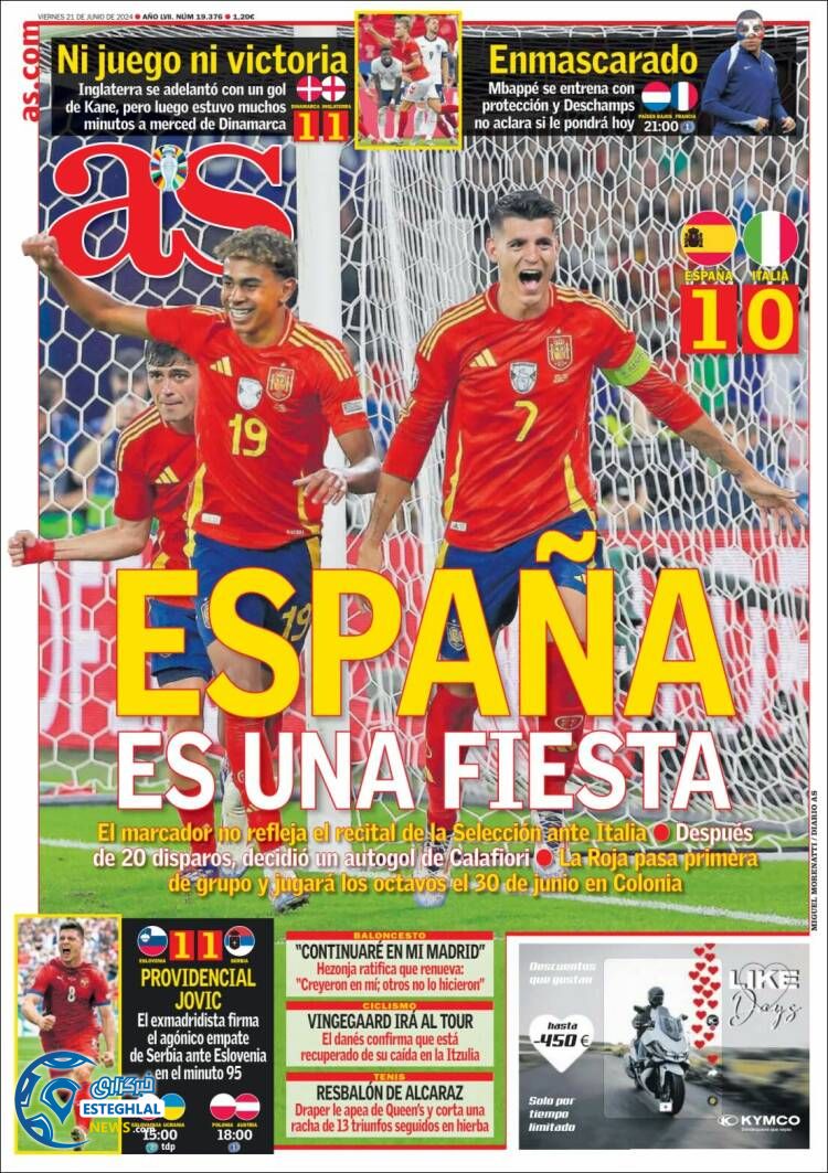 روزنامه ورزشی آ اس جمعه 1 تیر 1403 