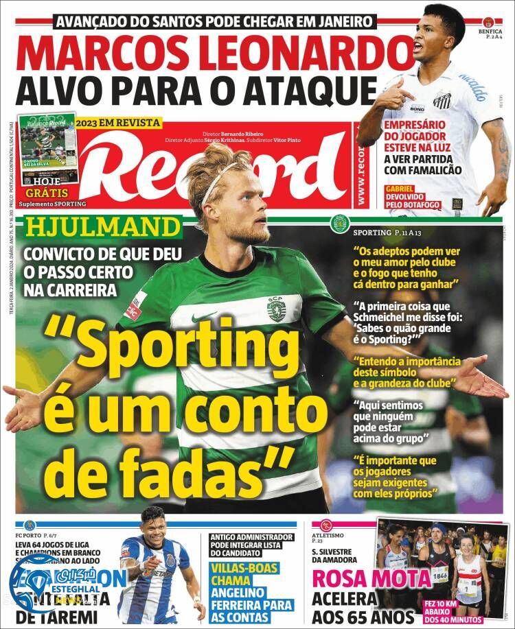 روزنامه ورزشی رکورد سه شنبه 12 دی 1402