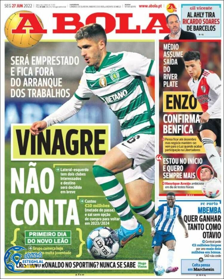 روزنامه ورزشی آبولا دوشنبه 6 تیر 1401