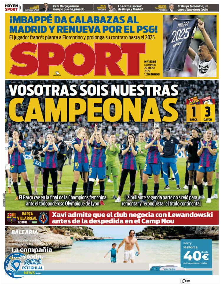 روزنامه ورزشی اسپورت یکشنبه 1 خرداد 1401