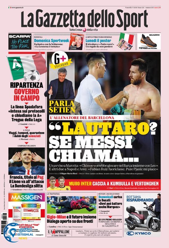 روزنامه ورزشی گاتزتا دلو اسپورت جمعه 12 اردیبهشت 1399