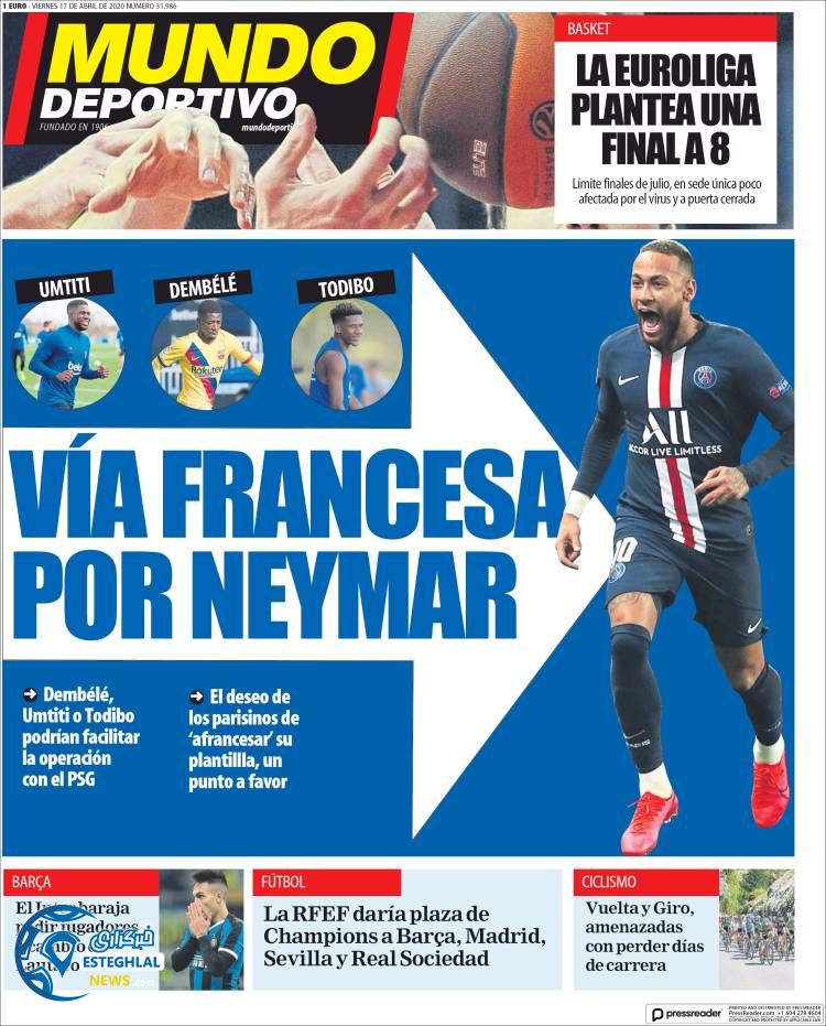 روزنامه ورزشی موندو دپورتبوو جمعه 29 فروردین 1399