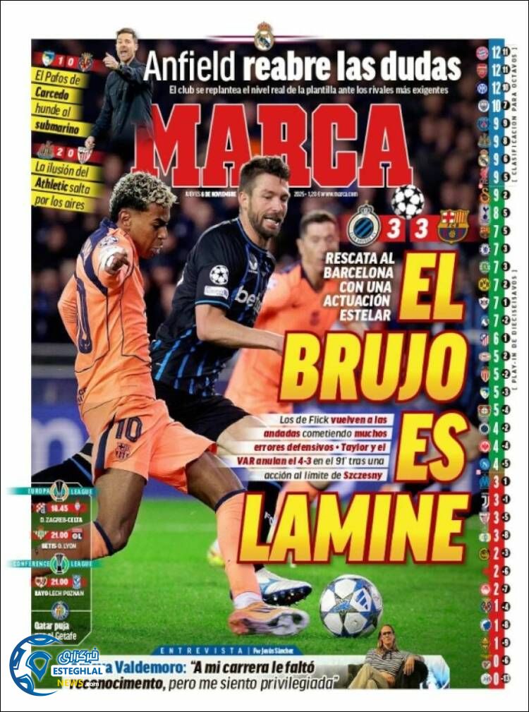 روزنامه ورزشی مارکا  پنجشنبه 15 آبان 1404 