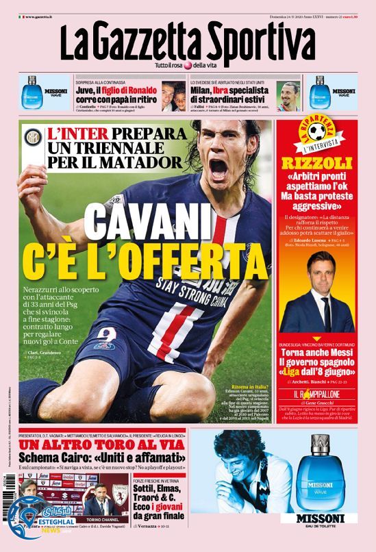 روزنامه ورزشی گاتزتا دلو اسپورت یکشنبه 4 خرداد 1399