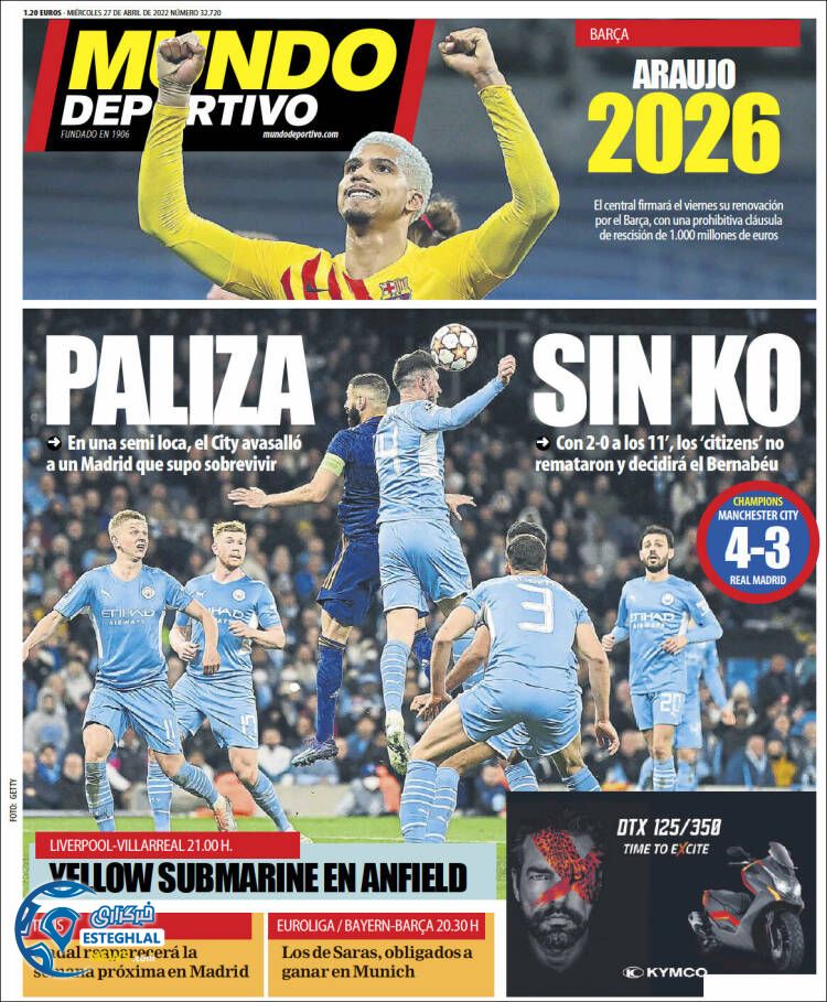 روزنامه ورزشی موندو دپورتیوو چهارشنبه 7 اردیبهشت 1401