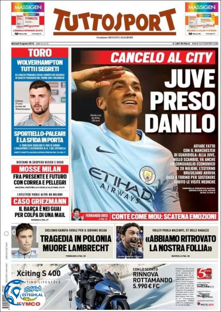 روزنامه ورزشی توتو اسپورت سه شنبه 15 مرداد 1398