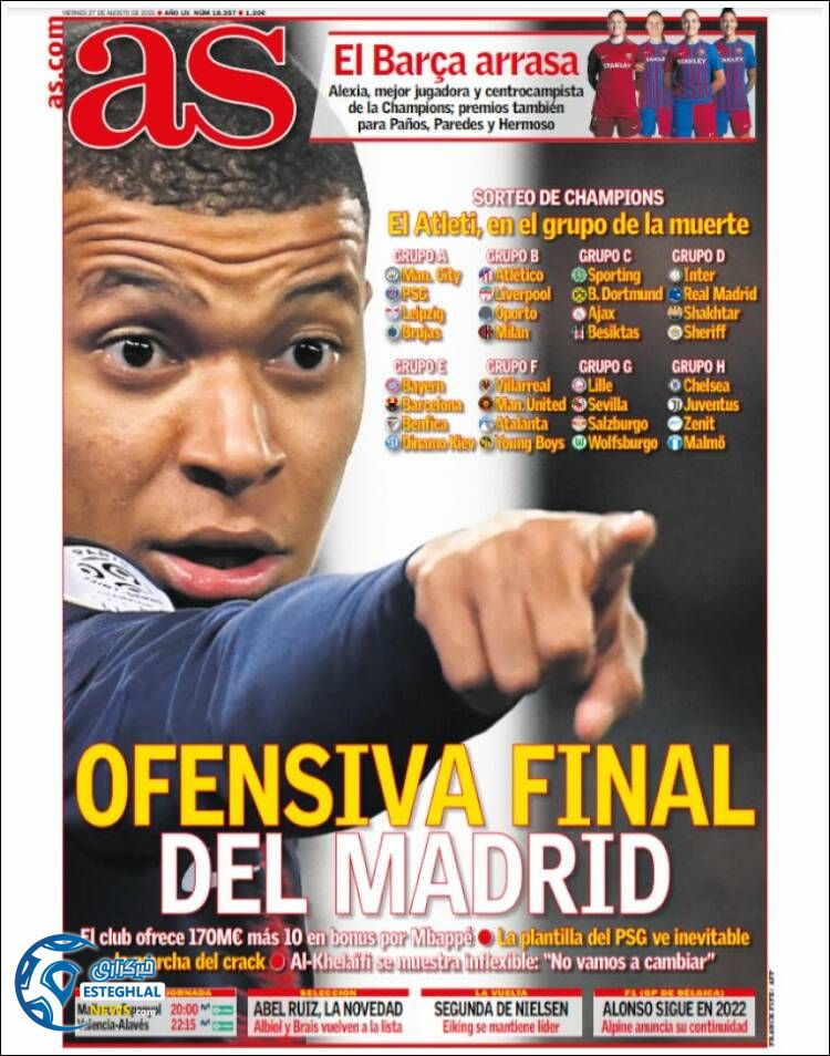 روزنامه ورزشی آ اس جمعه 5 شهریور 1400