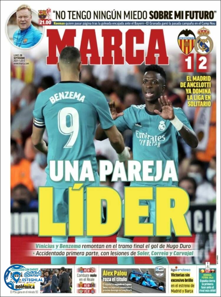 روزنامه ورزشی مارکا دوشنبه 29 شهریور 1400