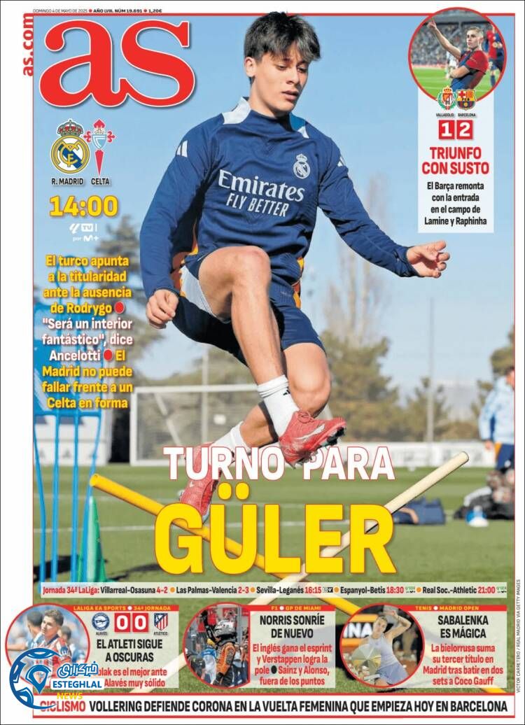 روزنامه ورزشی آ اس یکشنبه 14 اردیبهشت 1404 