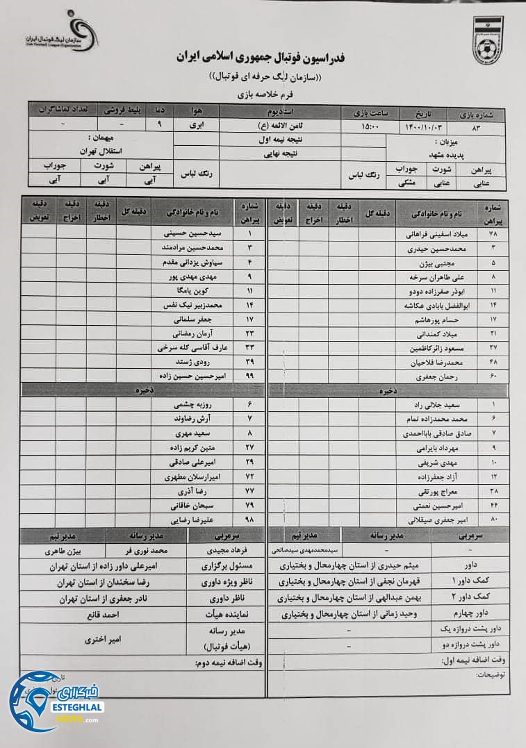 حواشی دیدار پدیده و استقلال