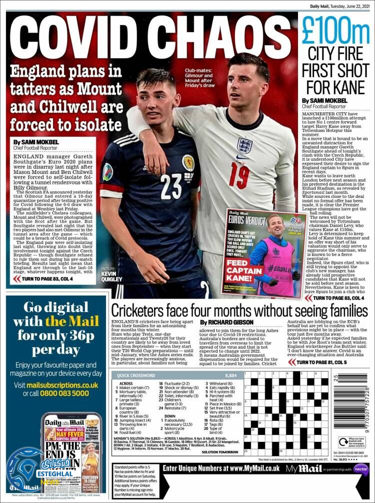 روزنامه ورزشی مایل اسپورت سه شنبه 1 تیر 1400