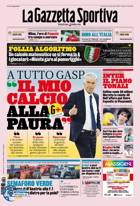 روزنامه ورزشی گاتزتا دلو اسپورت یکشنبه 11 خرداد 1399