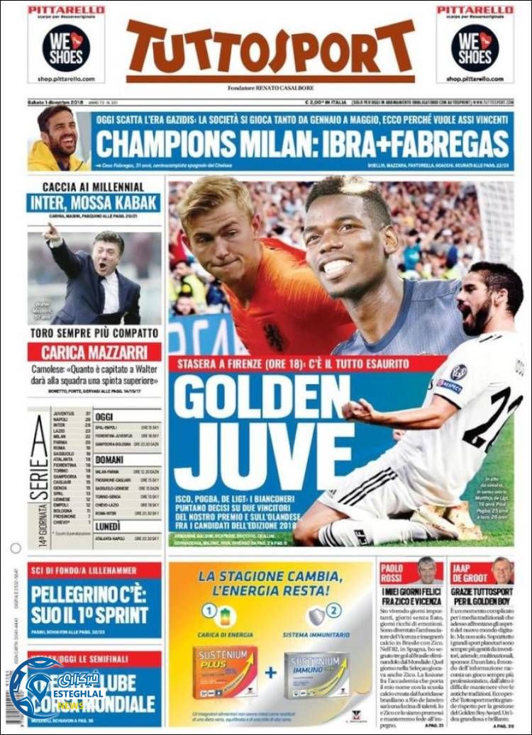 روزنامه ورزشی توتو اسپورت شنبه 10 آذر 1397