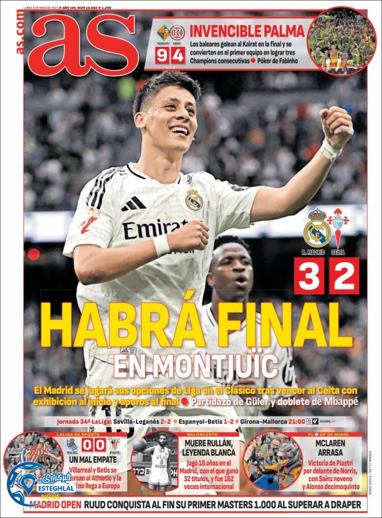 روزنامه ورزشی آ اس دوشنبه 15 اردیبهشت 1404 