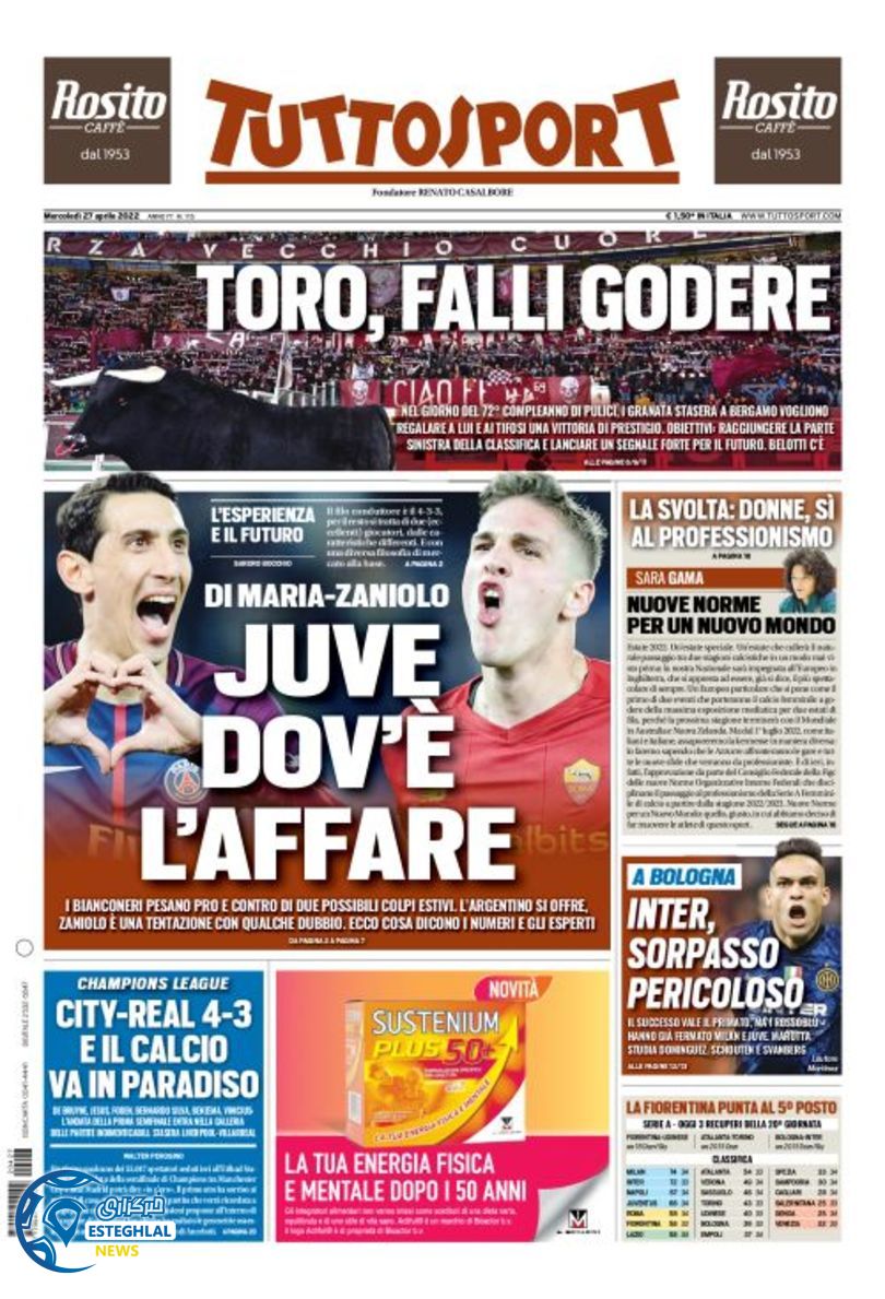 روزنامه ورزشی توتو اسپورت چهارشنبه 7 اردیبهشت 1401