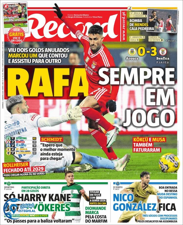 روزنامه  ورزشی رکورد یکشنبه 17 دی 1402 