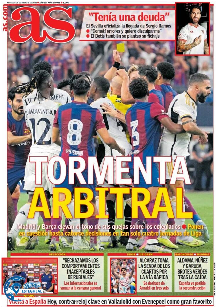 روزنامه ورزشی آ اس سه شنبه 14 شهریور 1402