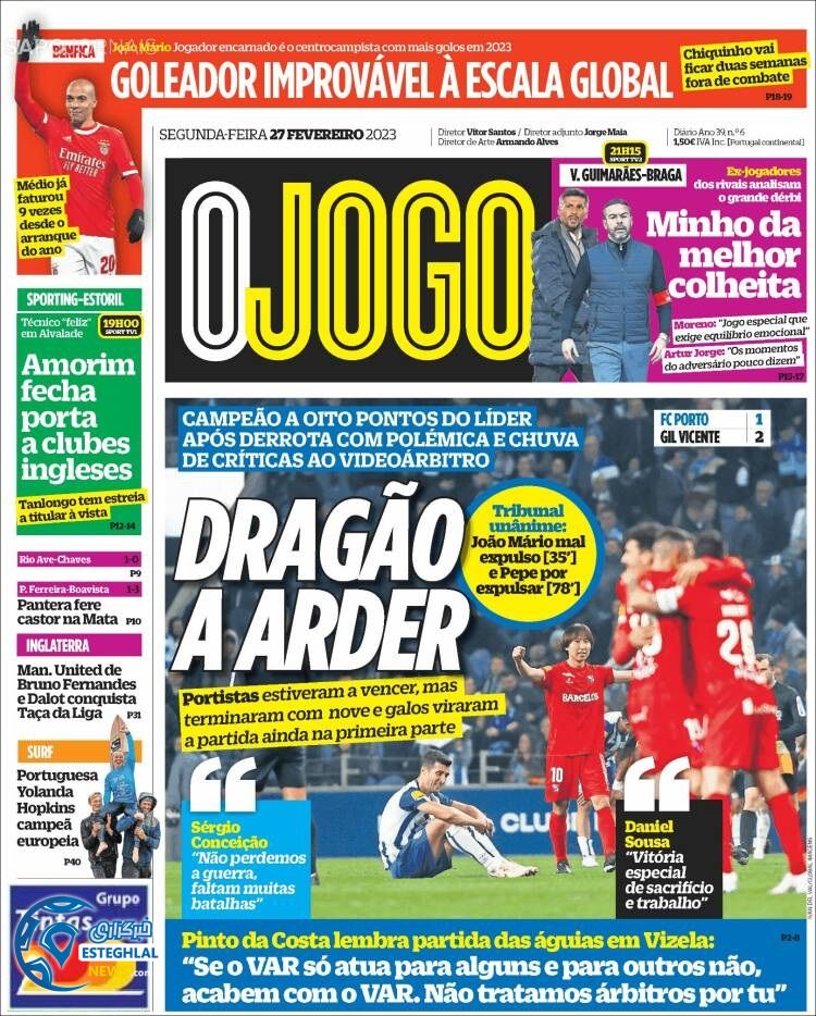 روزنامه ورزشی اوجوگو دوشنبه 8 اسفند 1401 