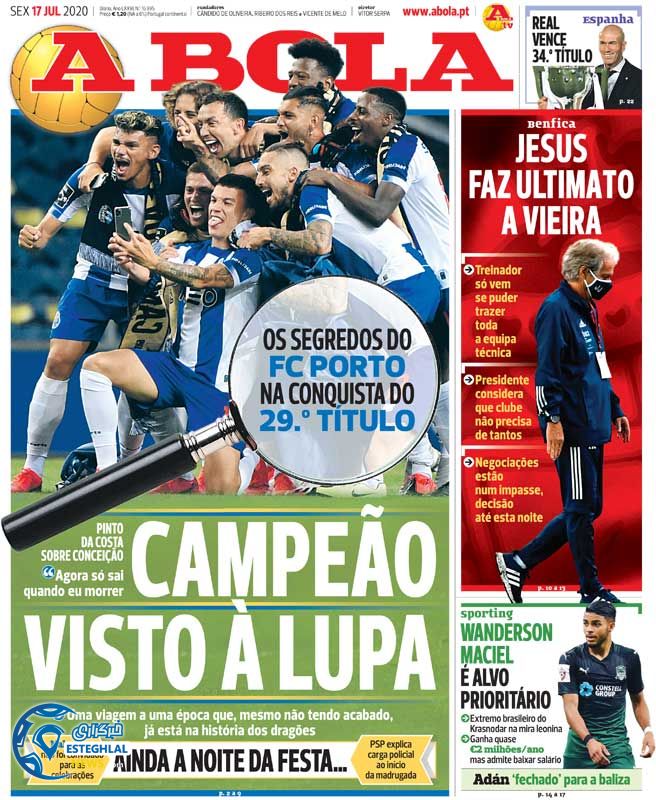 روزنامه ورزشی آبولا جمعه 27 تیر 1399