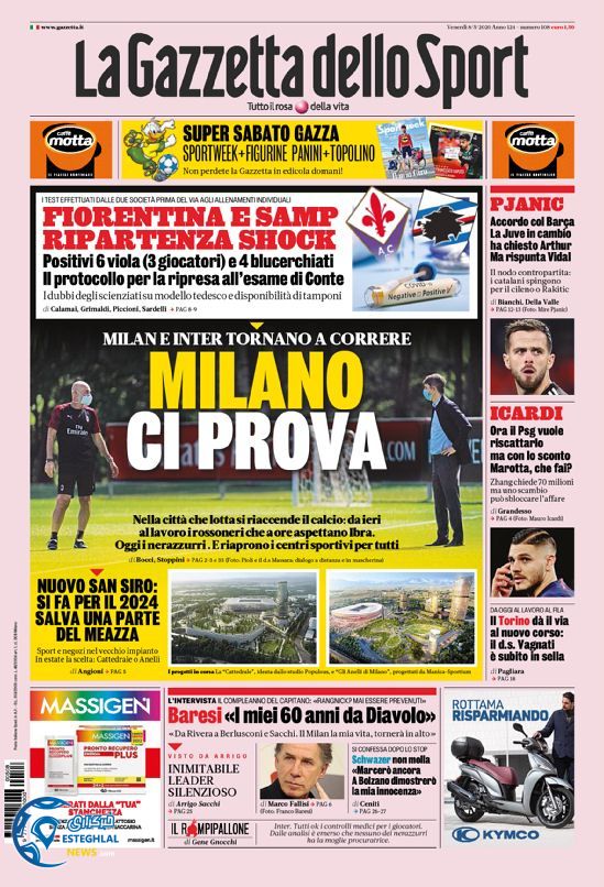 روزنامه ورزشی گاتزتا دلو اسپورت جمعه 19 اردیبهشت 1399