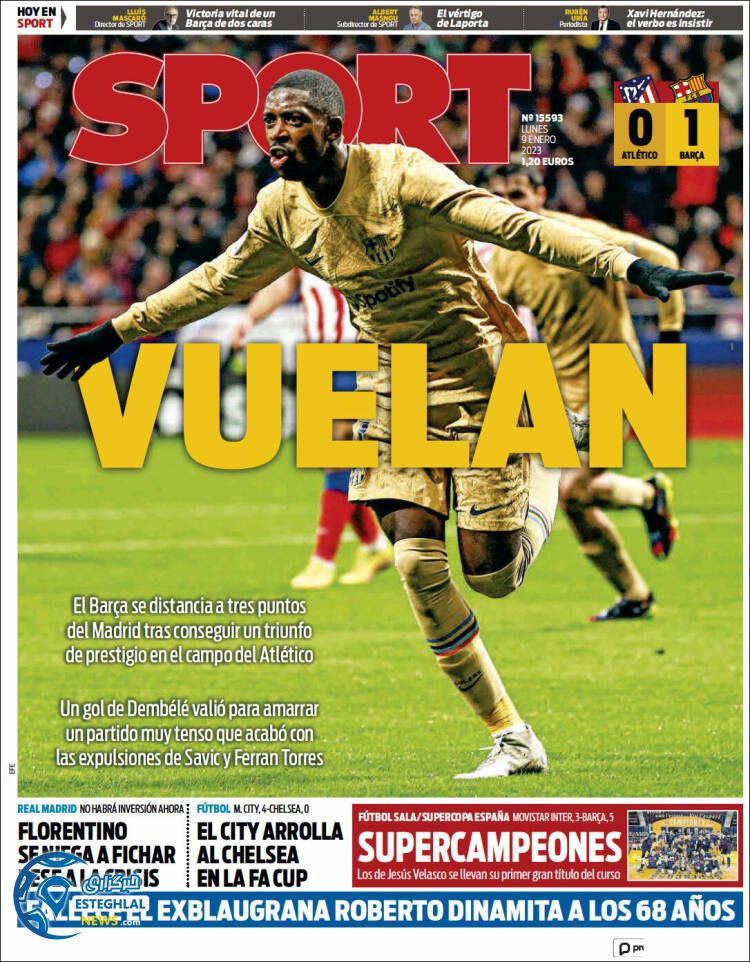 روزنامه ورزشی اسپورت دوشنبه 19 دی 1401 