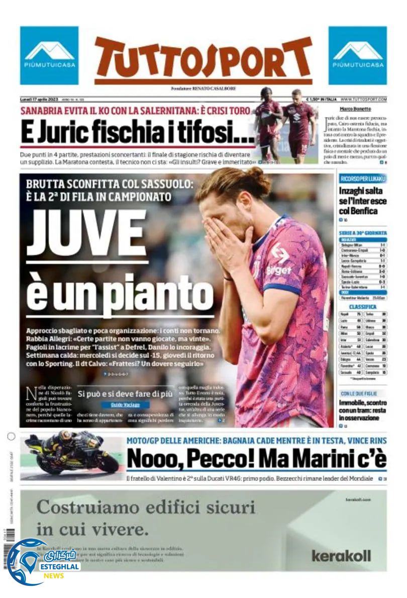 روزنامه ورزشی توتو اسپورت دوشنبه 28 فروردین 1402 