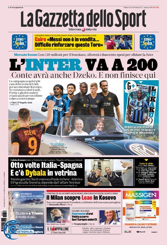 روزنامه ورزشی گاتزتا دلو اسپورت شنبه 19 مرداد 1398