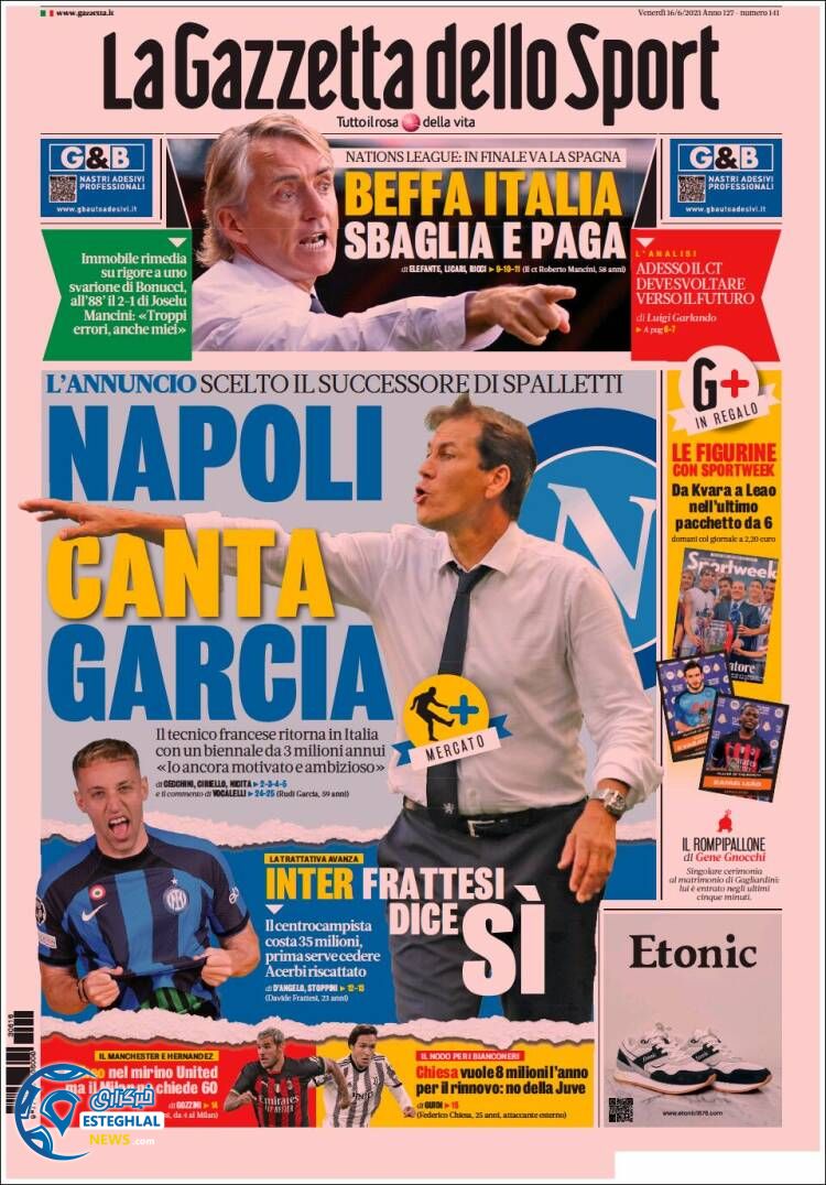 روزنامه  ورزشی گاتزتا دلو اسپورت جمعه 26 خرداد 1402  