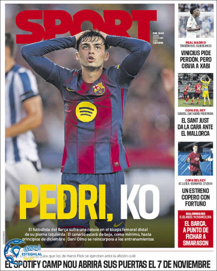 روزنامه ورزشی اسپورت پنجشنبه 8 آبان 1404 